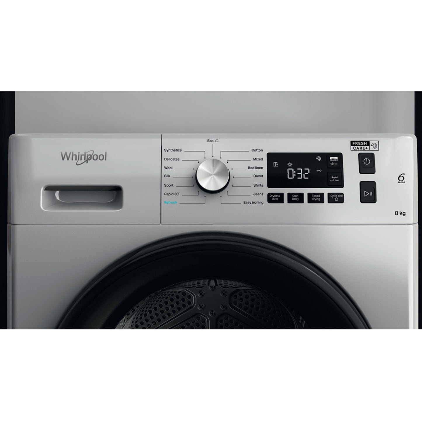 Whirlpool 8.0kg Silver Freestanding Condenser Tumble Dryer - FFTCM118BSK