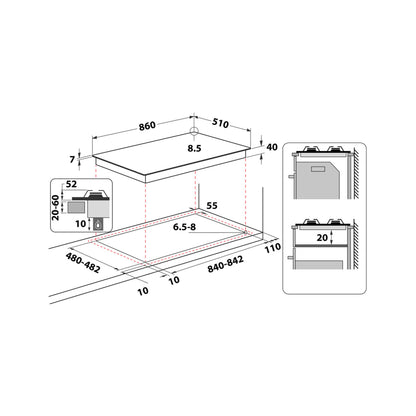 Whirlpool gas hob: 5 gas burners - GMA 9522/IX