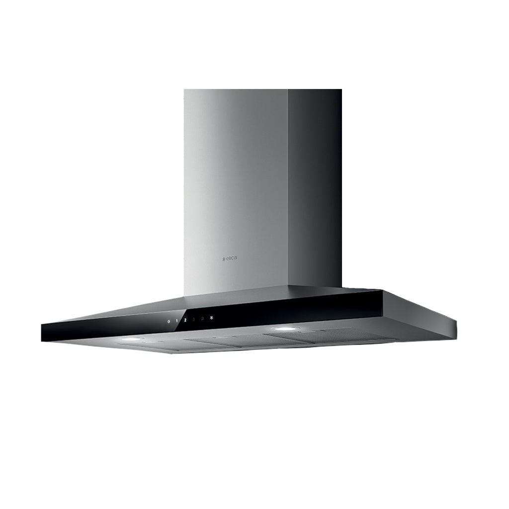 Elica Claire 90cm Wall Mounted Cooker Hood - Stainless Steel & Black Glass - 10/CLAIRE90