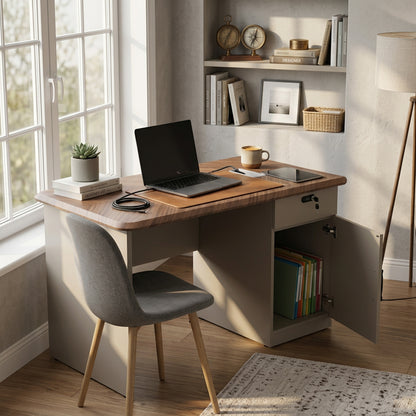 BF Platinum Living 1.2m office table styled with chair