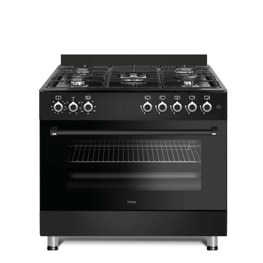 Totai Style 90cm 5 Burner Full Gas Stove - Black - 03/T800B