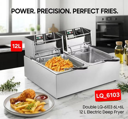 Condere LQ-6103 double tank 6L+6L 12L electric deep fryer