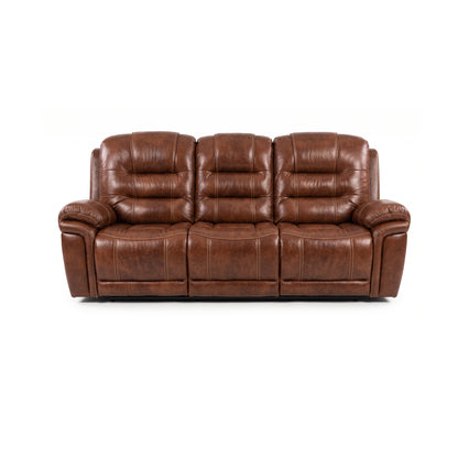Earthline Sparta 3 seater recliner sofa in Cumulus Chestnut, front view