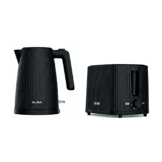 Elba Bellagio Kettle & 2 Slice Toaster Set Black