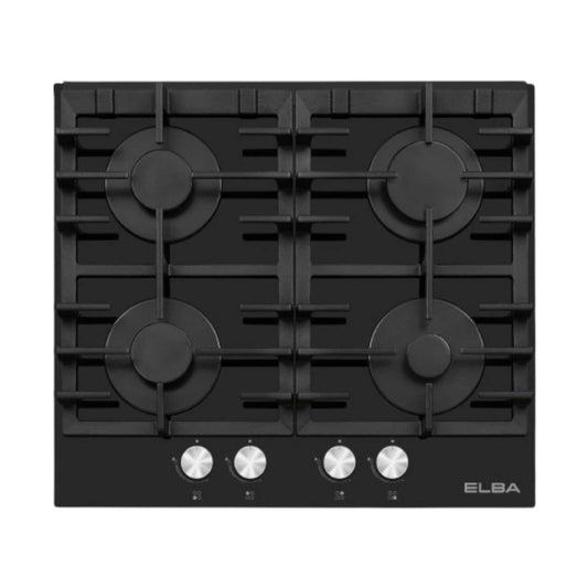 Elba 60cm Black Glass 4 Burner Gas Hob - 04/t65-450G