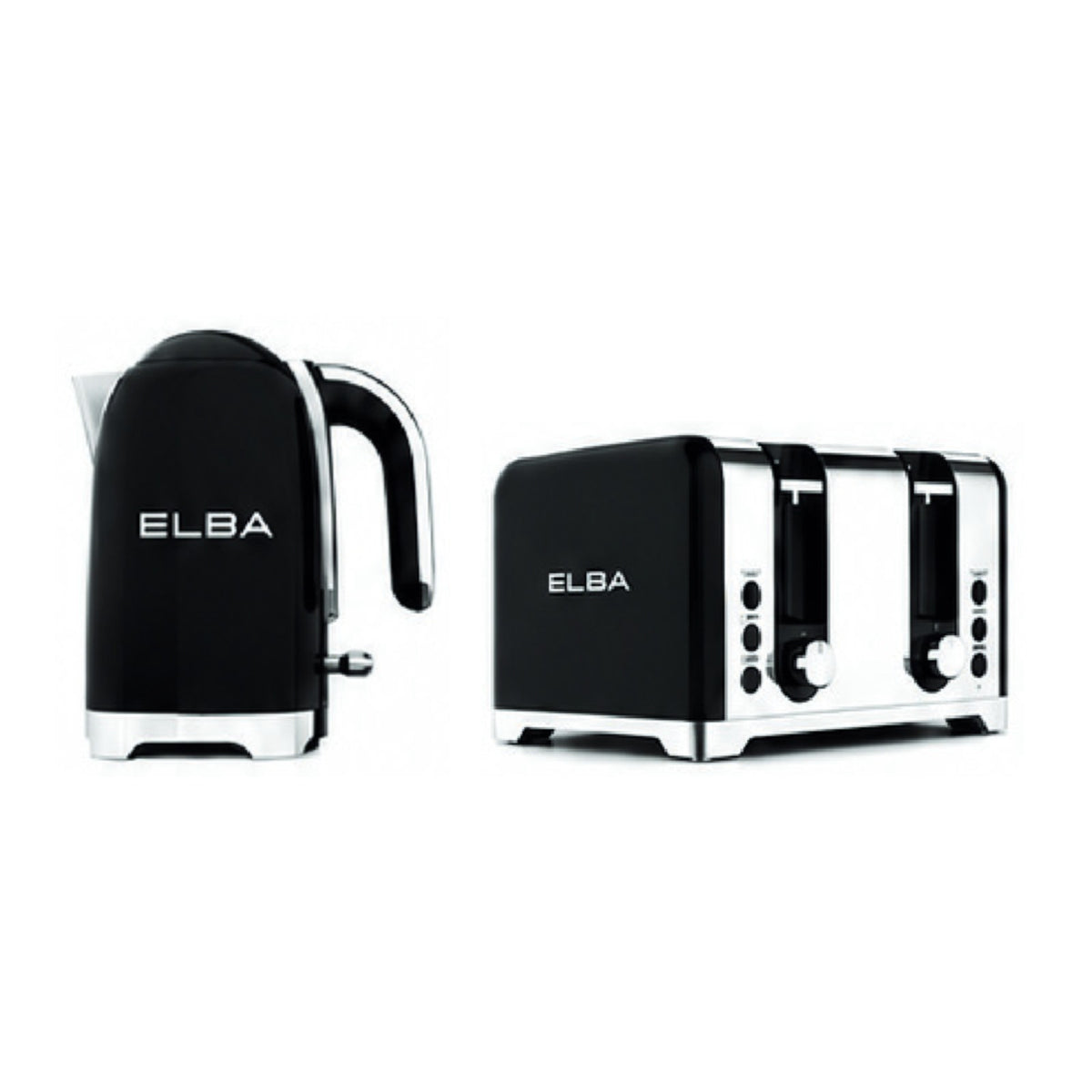 Elba Lusso Kettle & 4 Slice Toaster Set Black