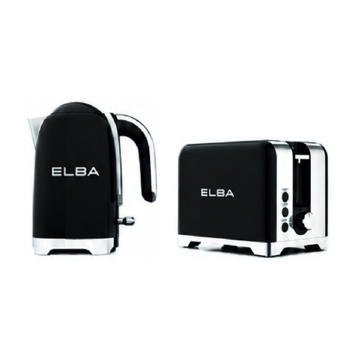 Elba Lusso Kettle & 2 Slice Toaster Set Black