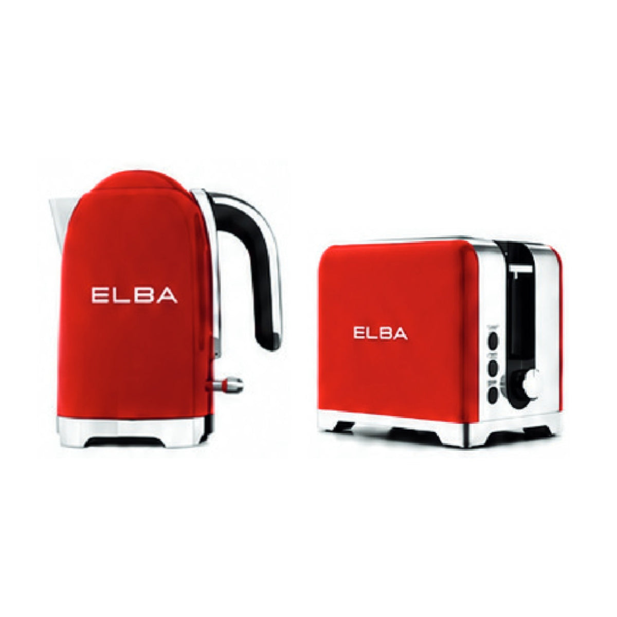Elba Lusso Kettle & 2 Slice Toaster Set Red