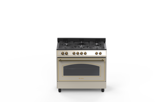 ELBA 90CM 5 GASBURNER STOVE WITH ELECTRIC MULTIFUNCTION OVEN - CREAM 04/9S4EX937KC