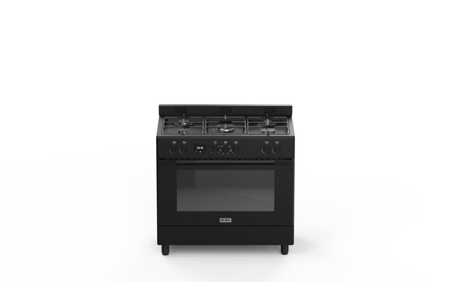 ELBA 90CM 5 BURNER GAS STOVE WITH ELECTRIC OVEN – MATT BLACK 04/9S4EX872MB