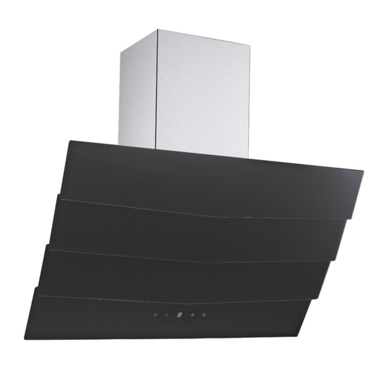 Falco 90cm Black Glass Wall Mount Extractor - FAL-90-S03D3