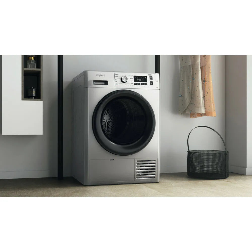 Whirlpool 8.0kg Silver Freestanding Condenser Tumble Dryer - FFTCM118BSK