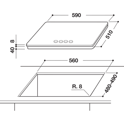 Whirlpool 60cm Black 4 Burner Gas On Glass Hob