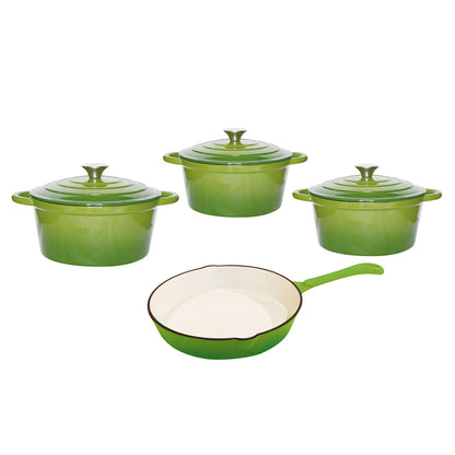 CTH 7 Piece Cast Iron Pot Set - Light Green