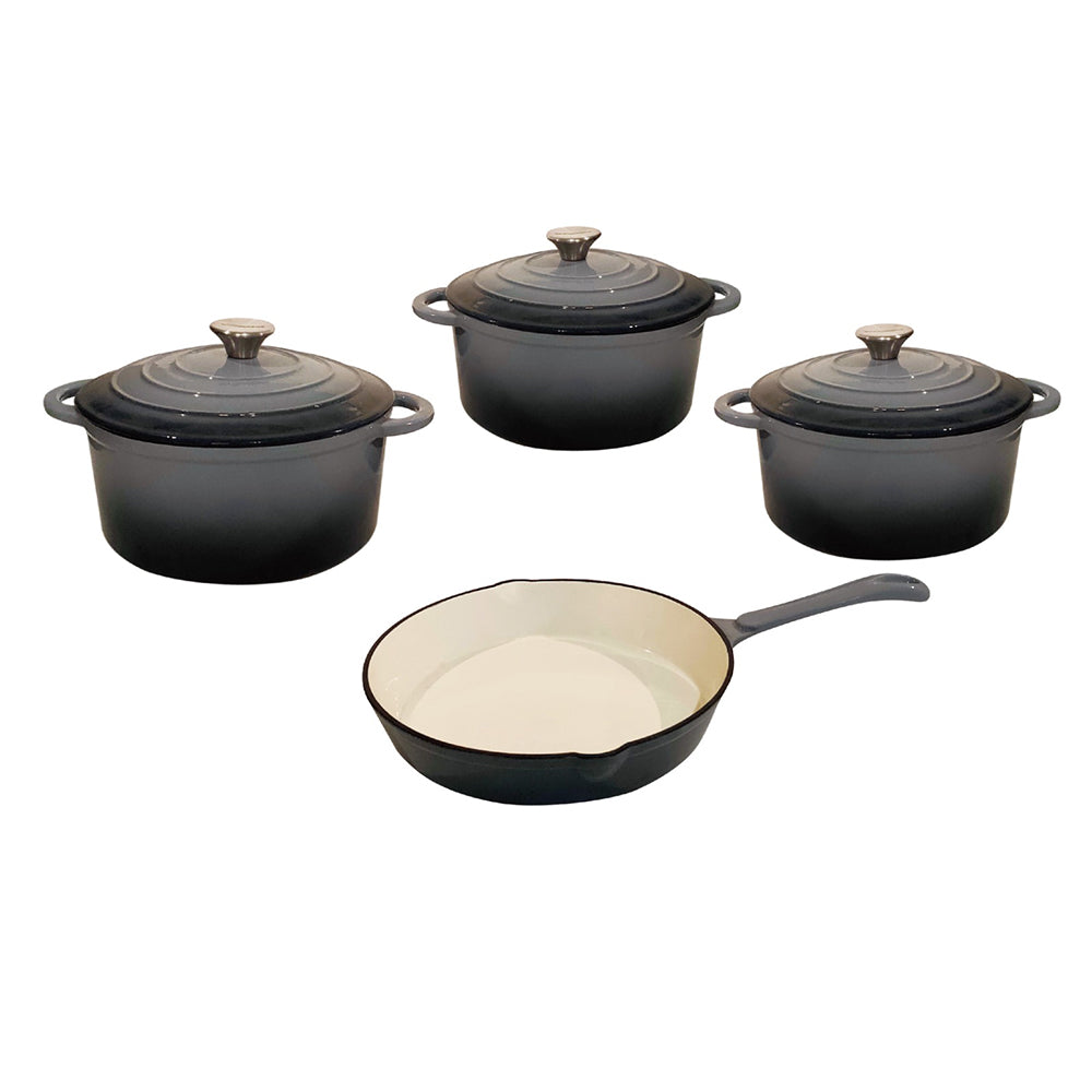 CTH 7 Piece Cast Iron Pot Set Grey