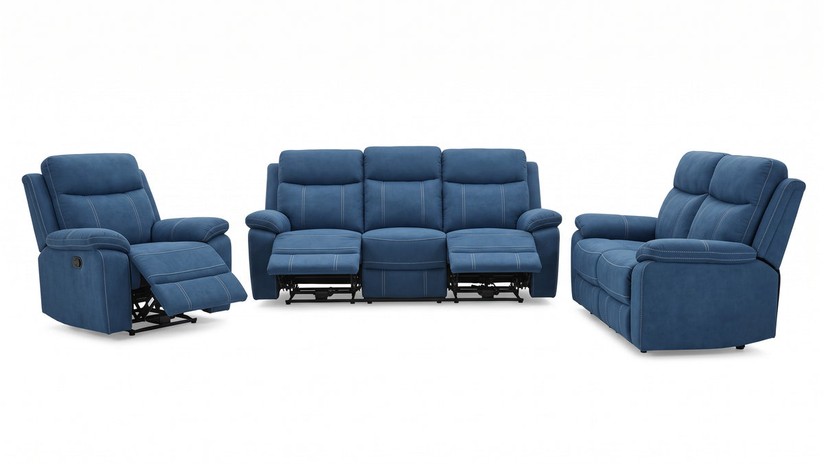 Icon 3 Piece 3.2.1 Lounge Suite with recliners open