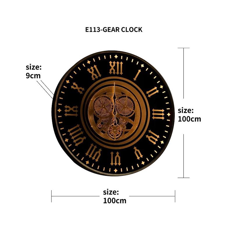 Colorado Moving Gear Wall Clock Black & Gold