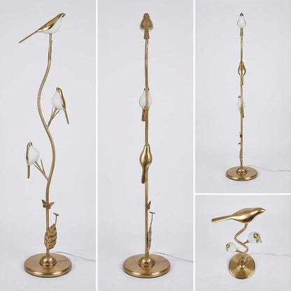 Bird Design Lamp Gold & White