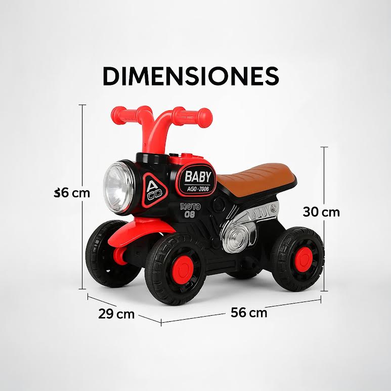 Kids Ride On 4 Wheel Bike Black & Red