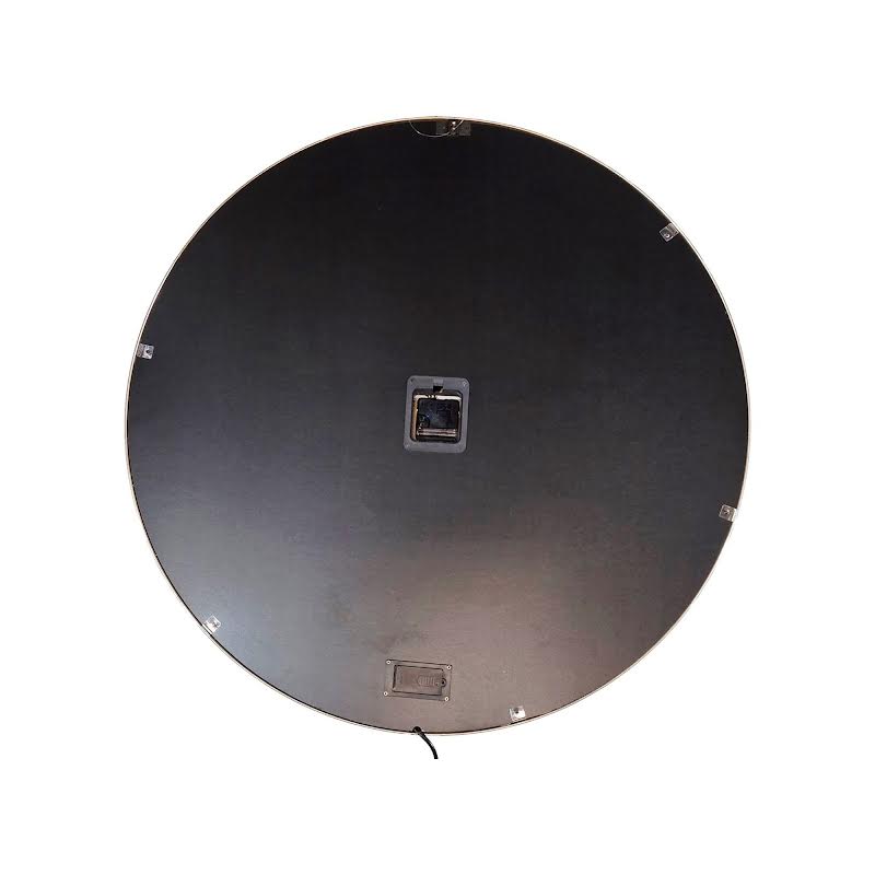 LED Round 60cm Marco Map Industrial Moving Cogs Wall Clock Silver