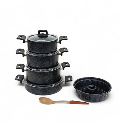 10 Piece Turkish Granite Pot Set Black