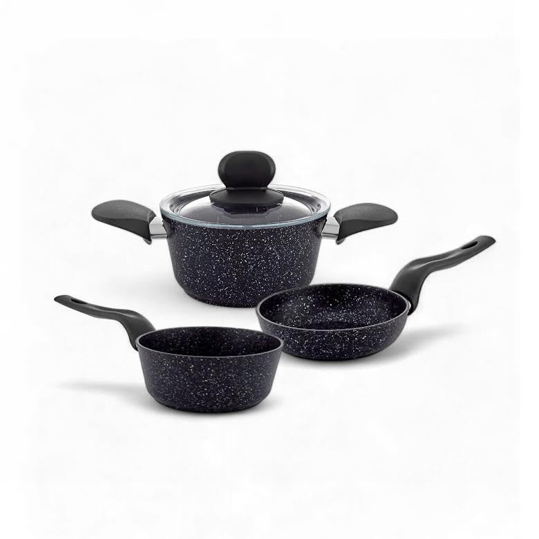 Leydi 4 Piece Mini Granite Cookware Set Black