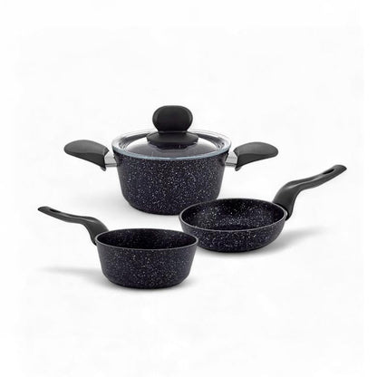 Leydi 4 Piece Mini Granite Cookware Set Black