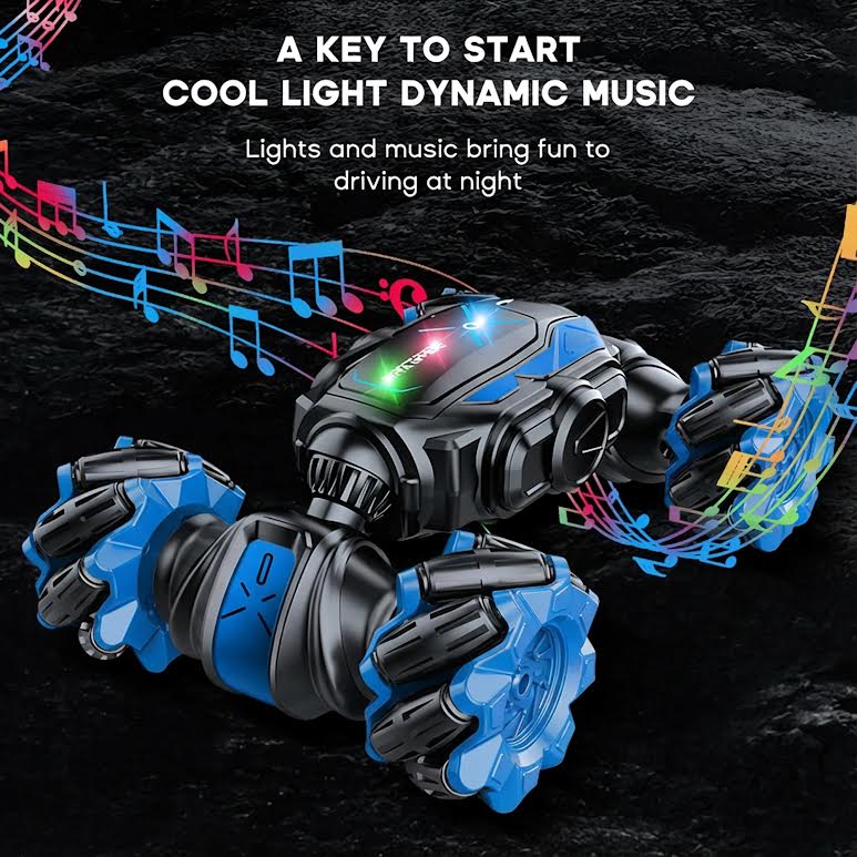 RC Stunt Car with Lights Black & Blue