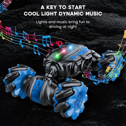 RC Stunt Car with Lights Black & Blue