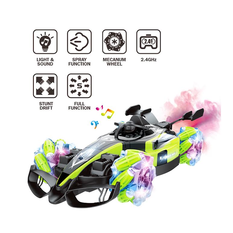 RC Spray Stunt Car Black & Green