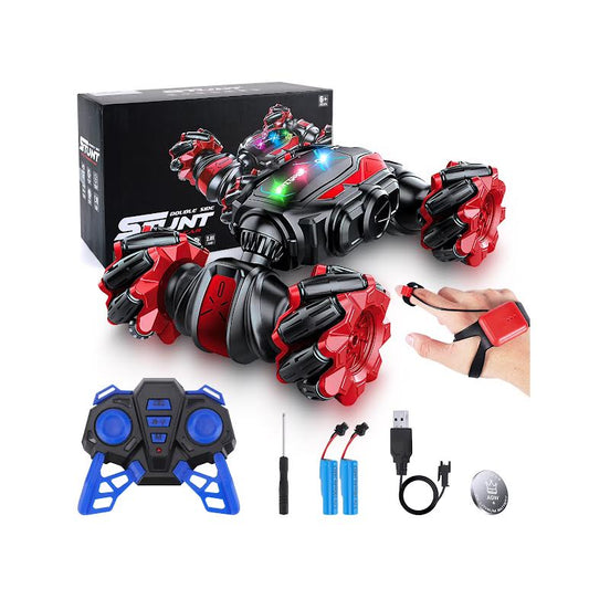 RC Stunt Car with Lights Black & Red