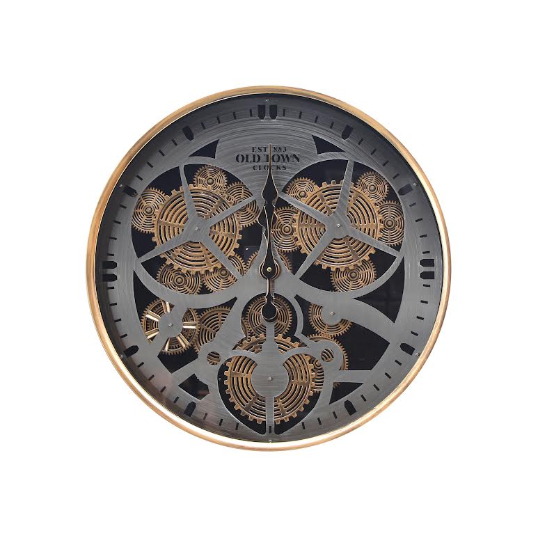 Classic Old Town Design 60cm Decorative Gear Clock Gold