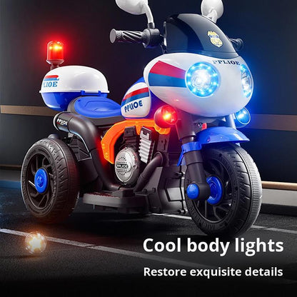 Kids Ride On & Remote Control Police Bike Multicoloured