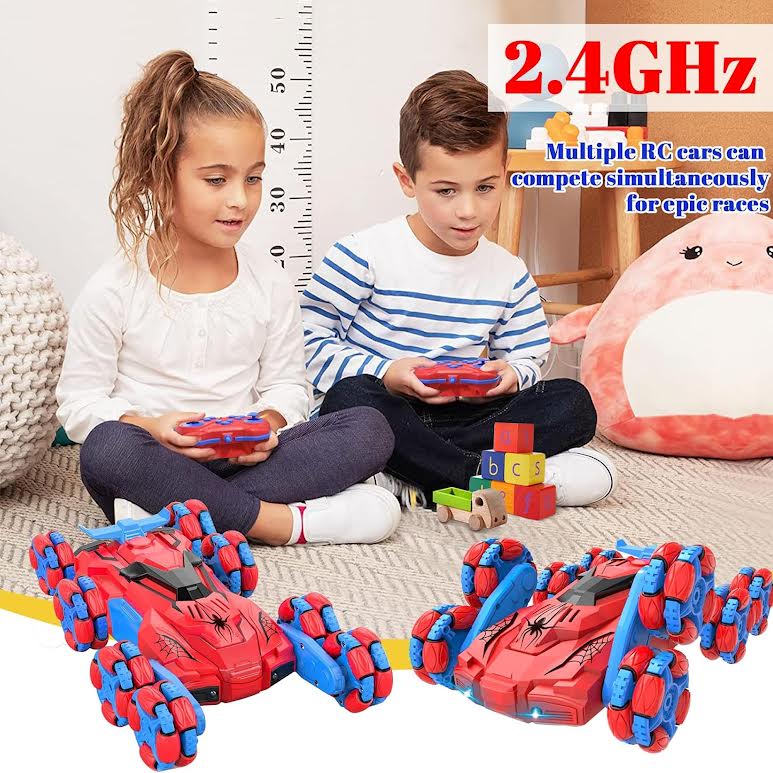 RC Spiderman Design Stunt Car Blue & Red