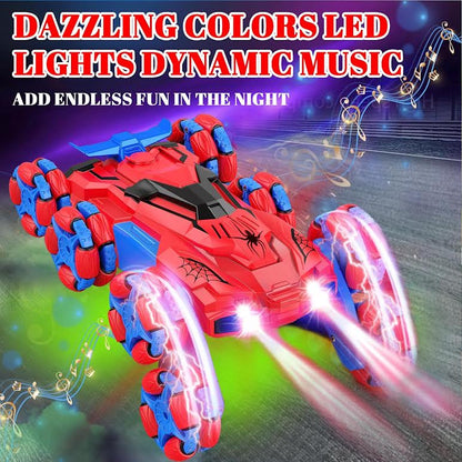 RC Spiderman Design Stunt Car Blue & Red