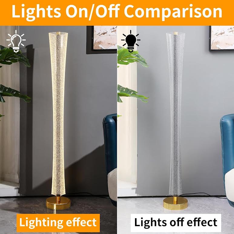 Floor Lamp with Glass Lampshade White
