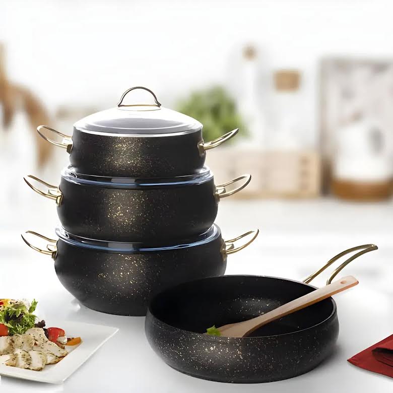 Leydi Elite 9 Piece Cookware Set Black
