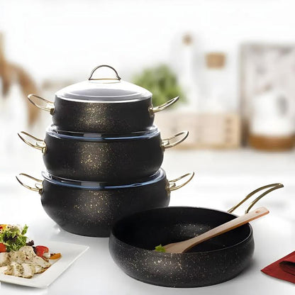 Leydi Elite 9 Piece Cookware Set Black