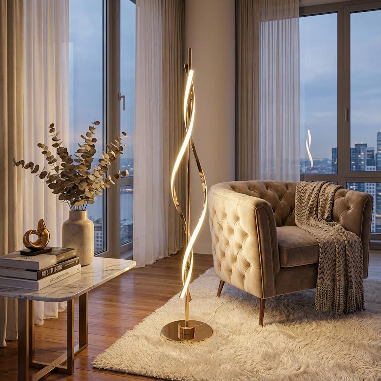 Twisting Design Lamp Gold & White