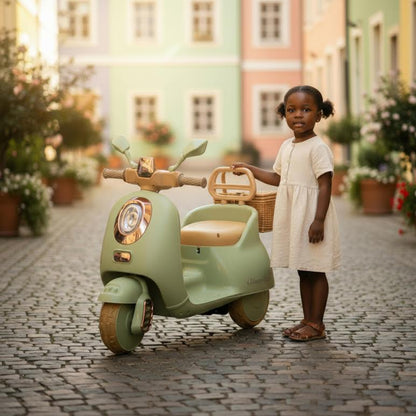 Kids Ride On Scooter Olive & Brown