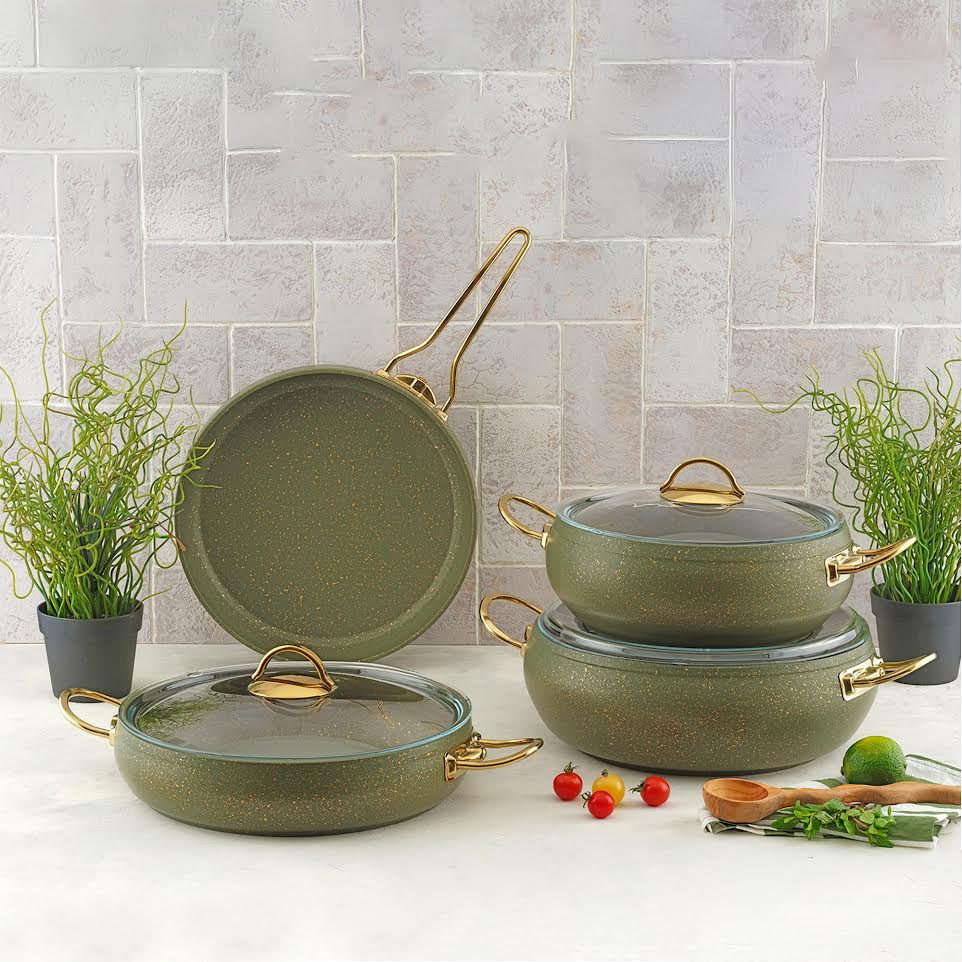 7 Piece Cookware Set Olive