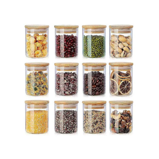 12 Piece Canister Set with Bamboo Lids Clear