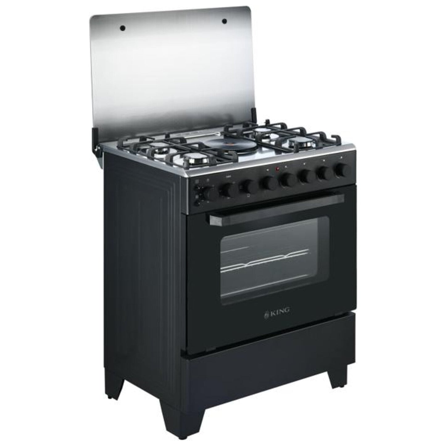 King 76cm Gas Electric Stove KGEP760B1E in matt black with stainless steel top