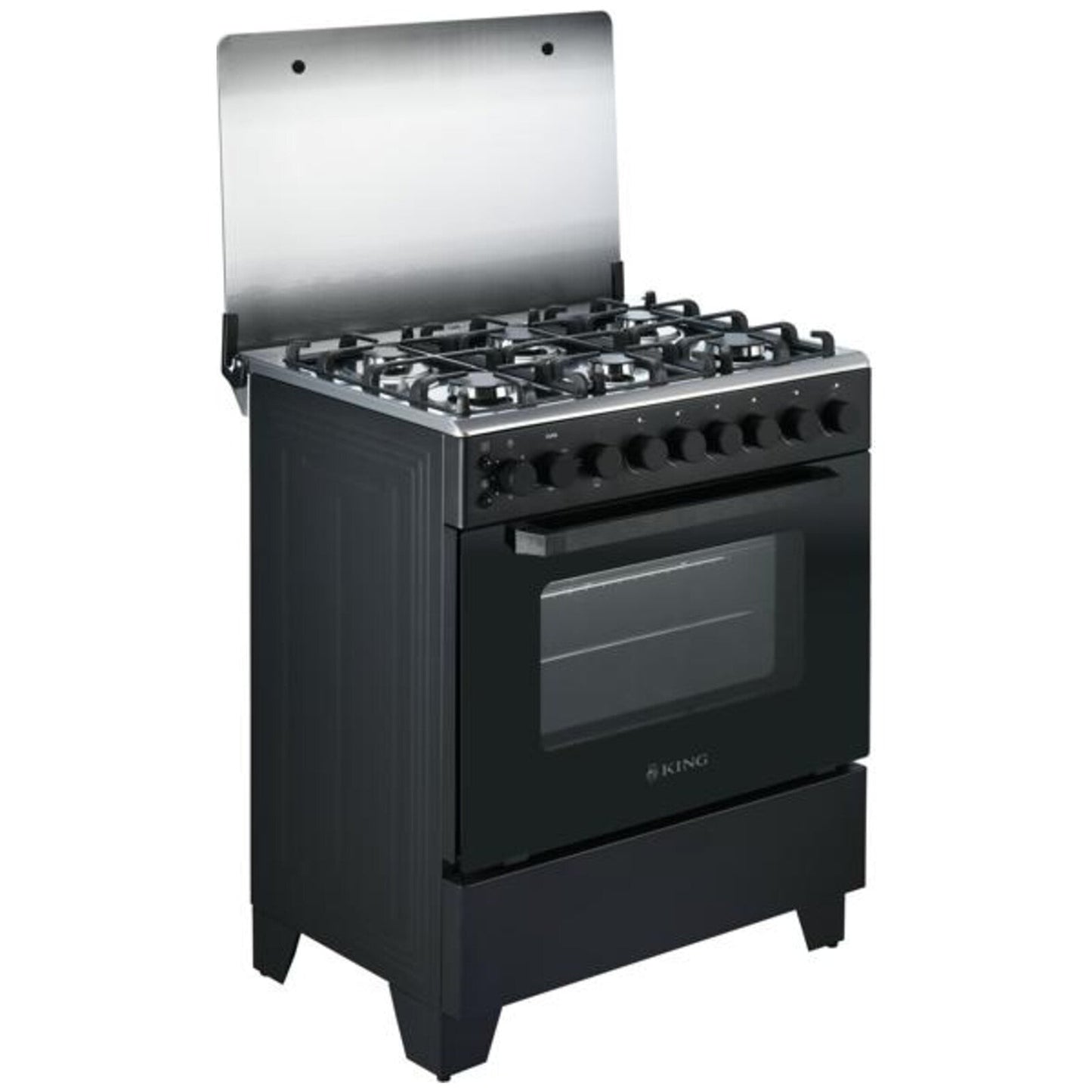 King 76cm Gas Electric Stove KGEP760BFFD in matt black with stainless steel top