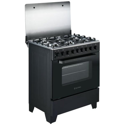King 76cm Gas Electric Stove KGEP760BFFD in matt black with stainless steel top