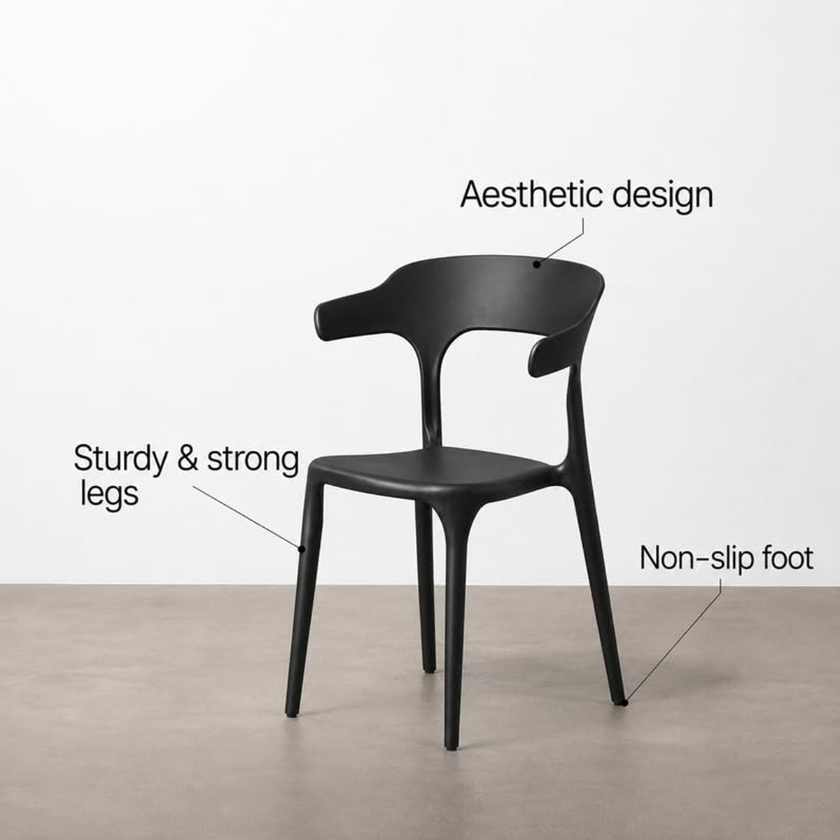 Modern Accent Chair with Armrests - Black