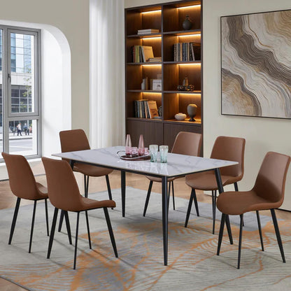 MF Marble 7 Piece Dining Room Suite - Brown in room