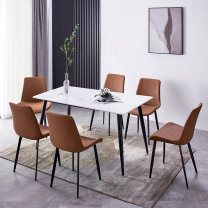 MF Marble 7 Piece Dining Room Suite - Brown lifestyle