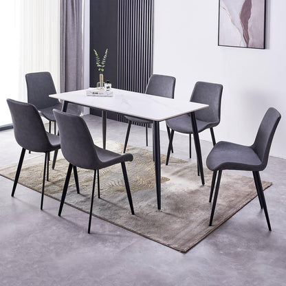 MF Marble 7 Piece Dining Room Suite - Grey lifestyle
