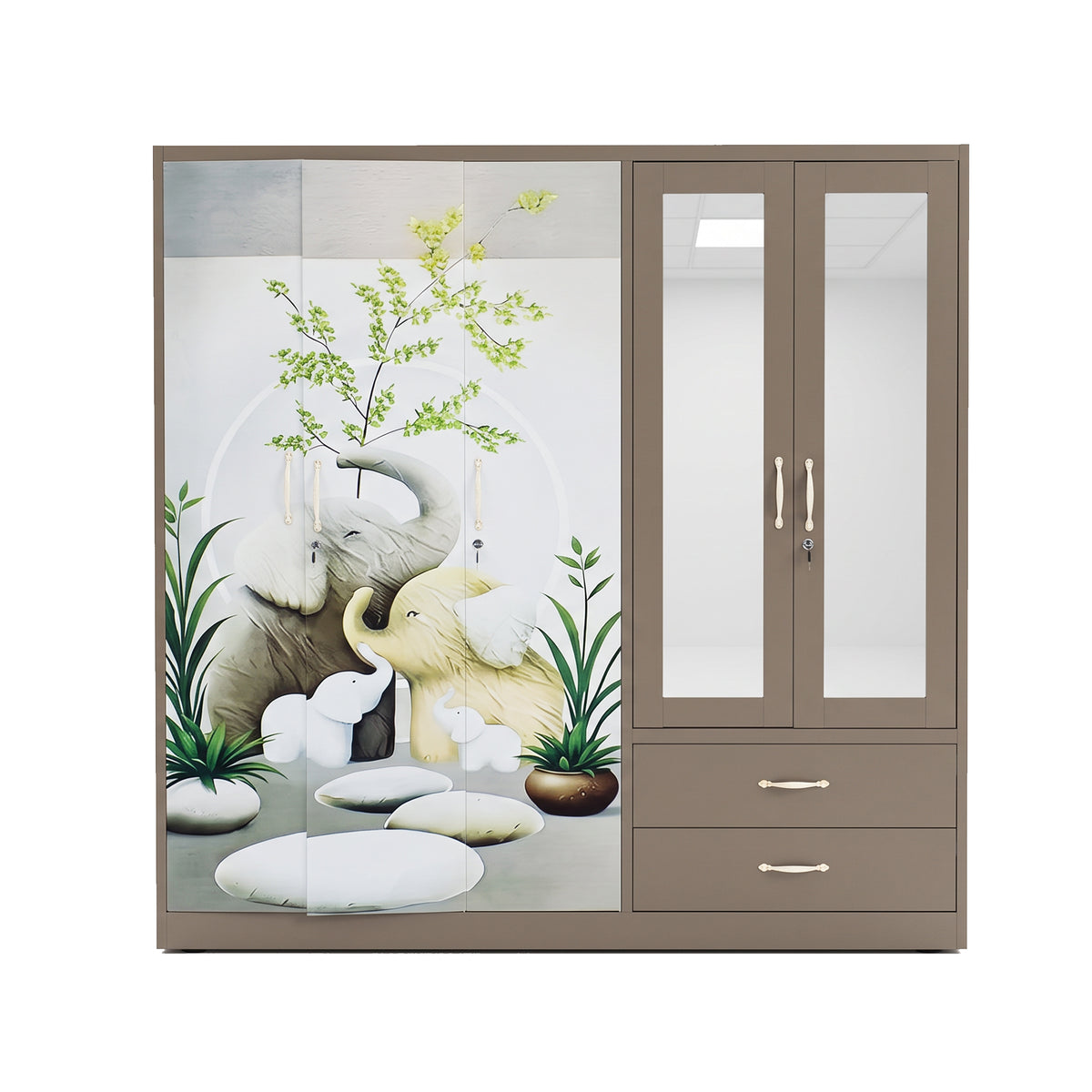 MF555 5 Door Metal Robe - Brown